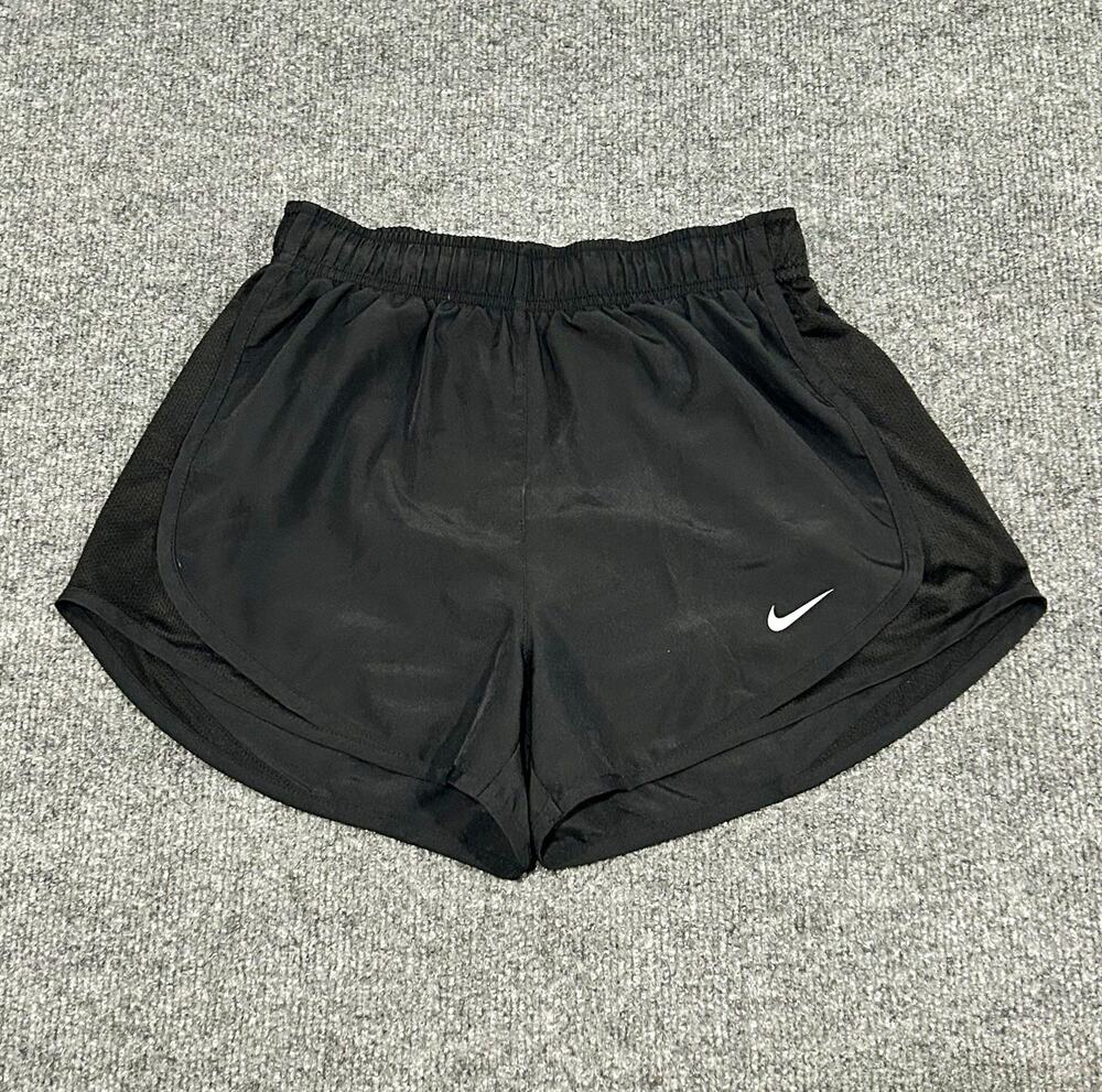Nike Women's Black Athletic Running Shorts Logo Elastic Waist Microfiber